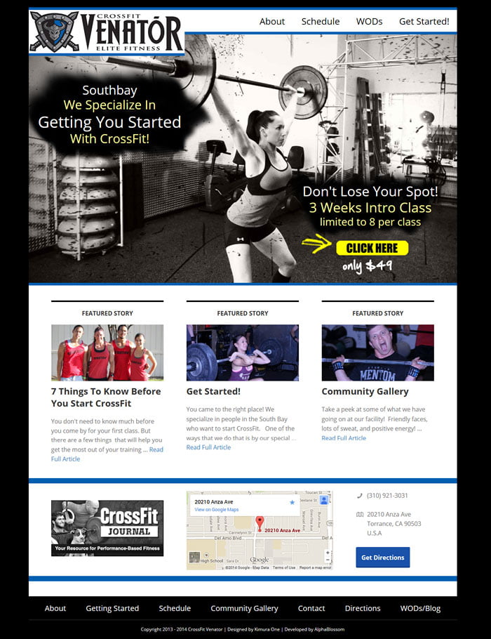CrossFit Venator Elite Fitness of Torrance, California - PSD to Genesis WordPress Conversion